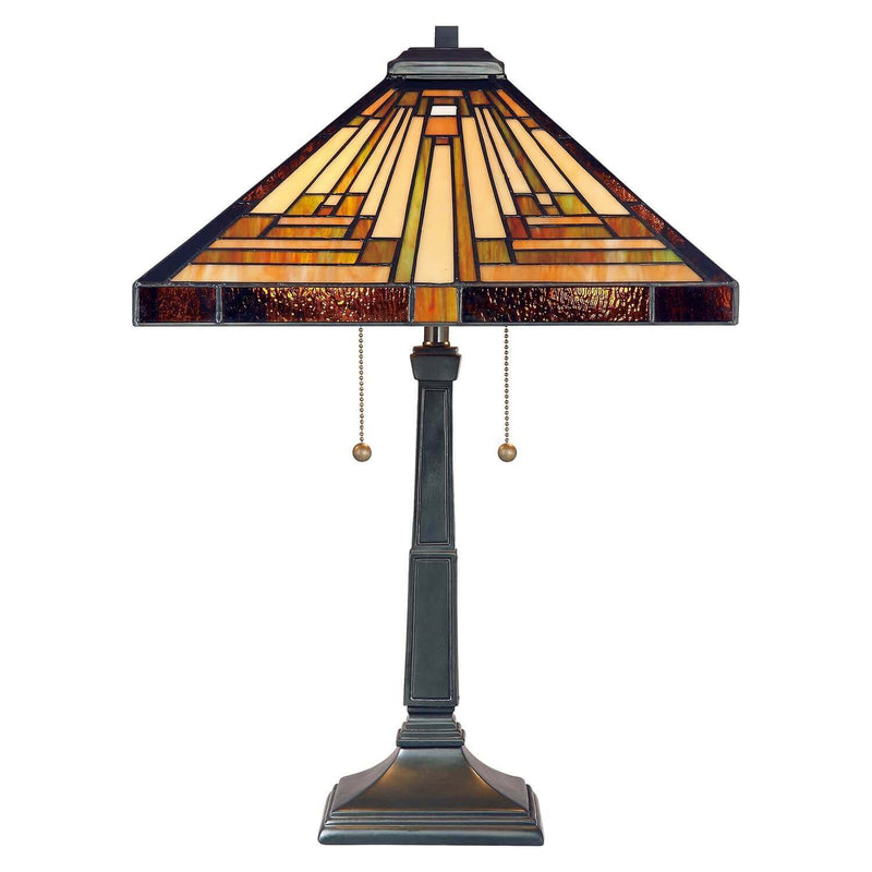 Lampe à poser Stephen 2 lumières bronze, verre