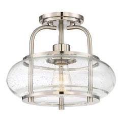 Plafonnier Trilogy nickel satiné, verre