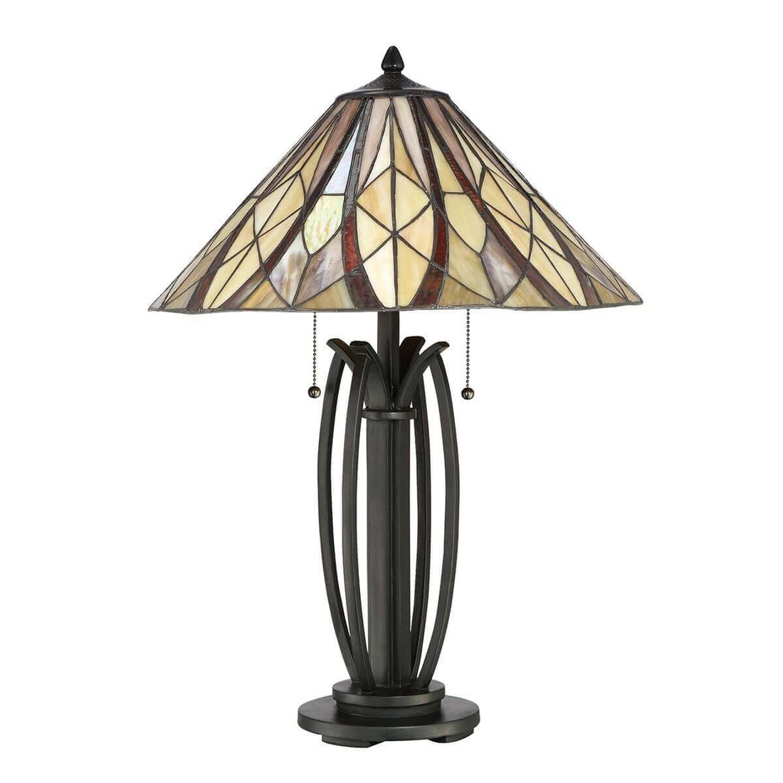 Lampe à poser Victory 2 lumières bronze, verre