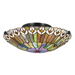 Plafonnier Watkins 2 lumières bronze, verre