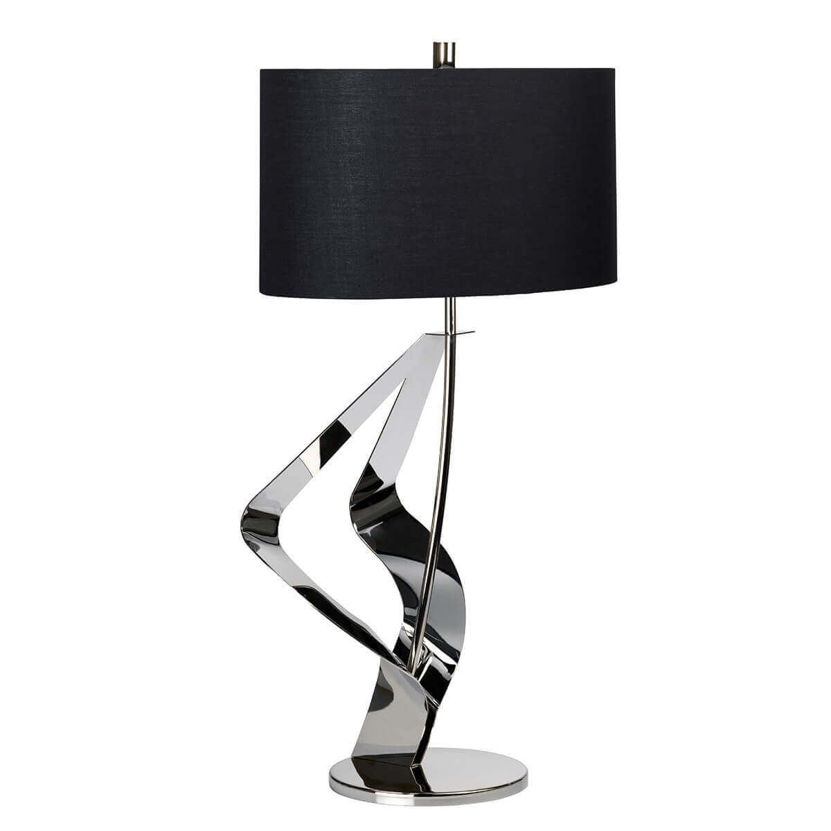 Même lampe avec abat-jour noir uni, vue de face sur fond blanc