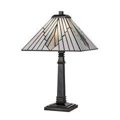 Lampe à poser Alderley bronze, verre, H 50,4 cm