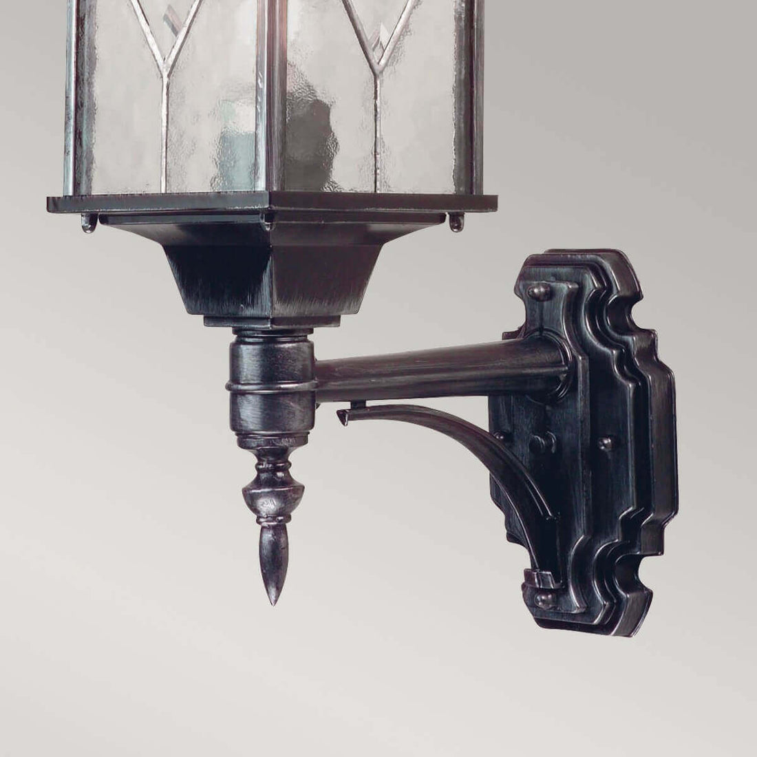 Applique extérieure Wexford noire et argentée, verre, H 53,5 cm