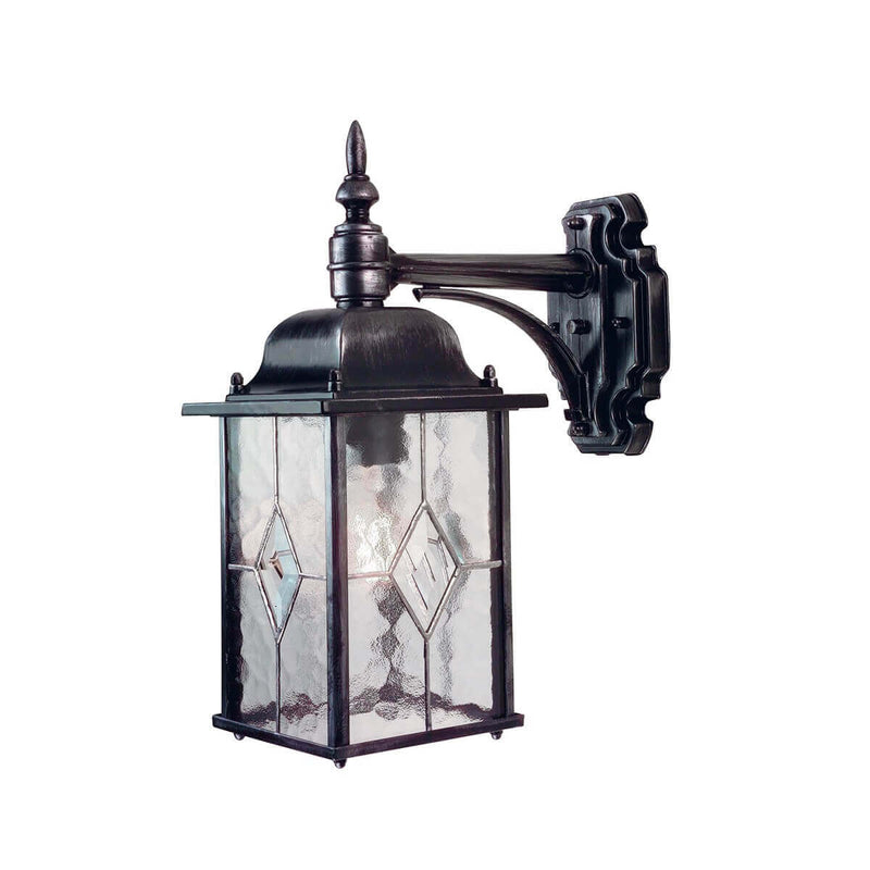 Applique extérieure Wexford noire et argentée, verre, H 37 cm