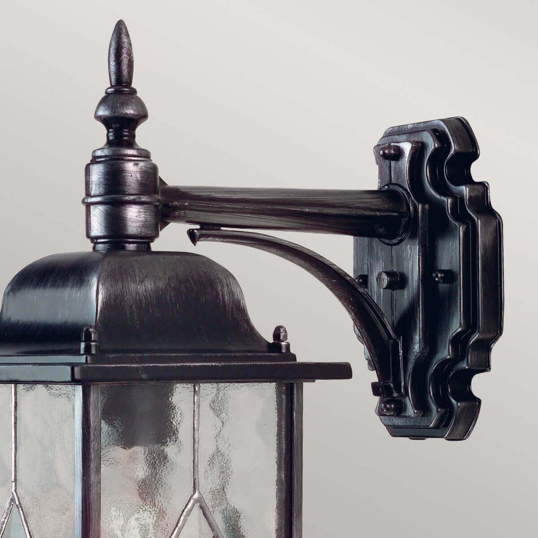 Applique extérieure Wexford noire et argentée, verre, H 37 cm
