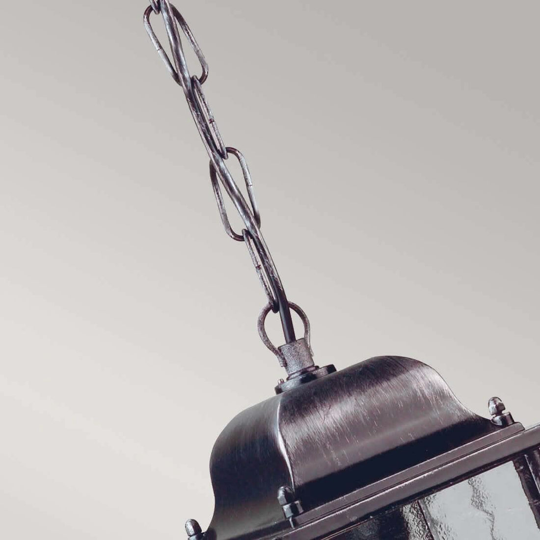 Suspension extérieure Wexford noire et argentée, verre