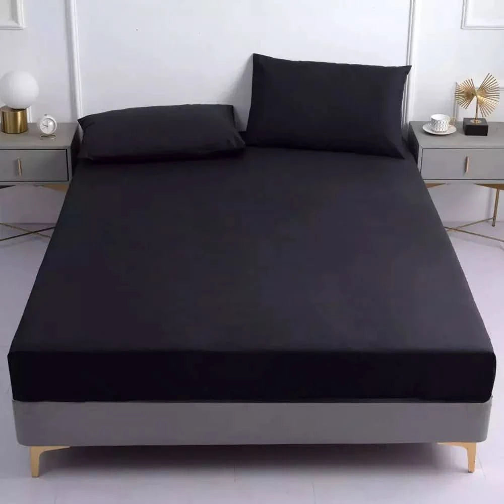 Ensemble Drap Housse et Taie d'Oreiller | DreamSuite - Designix Drap Housse Noir 90x200x25cm