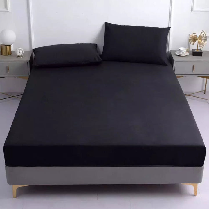 Ensemble Drap Housse et Taie d'Oreiller | DreamSuite - Designix Drap Housse Noir 90x200x25cm