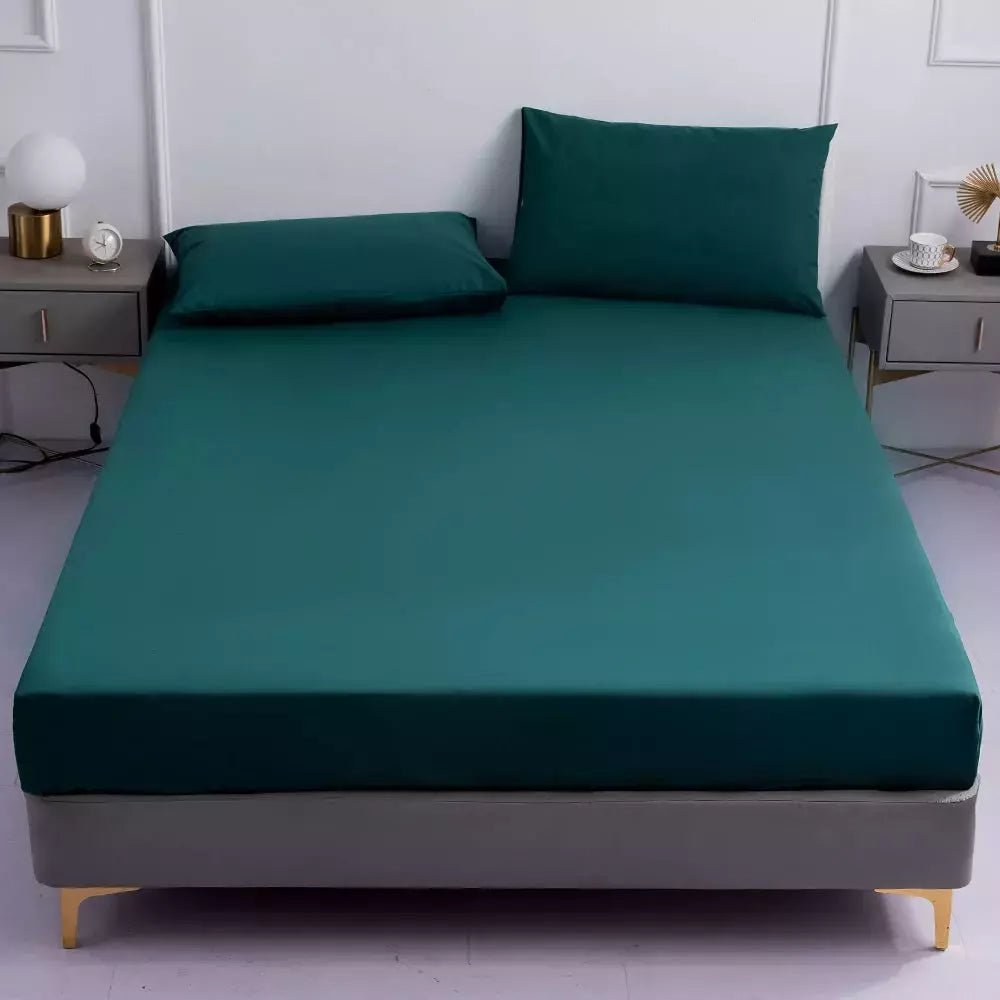 Ensemble Drap Housse et Taie d'Oreiller | DreamSuite - Designix Drap Housse Vert 90x200x25cm