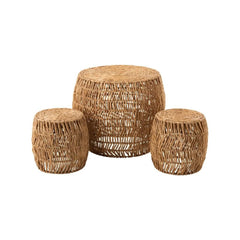 Ensemble Table Tabourets Rotin Naturel