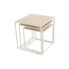 Ensemble Tables Métal Laqué Beige
