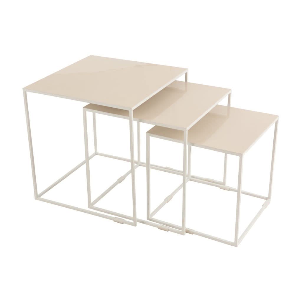 Ensemble Tables Métal Laqué Beige