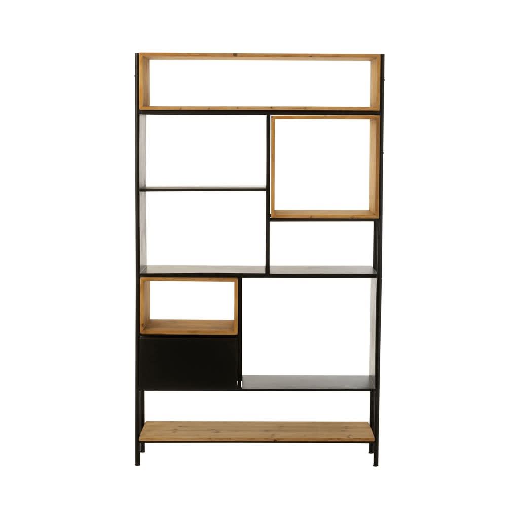 Étagère Grande Bois Fer Noir - Designix