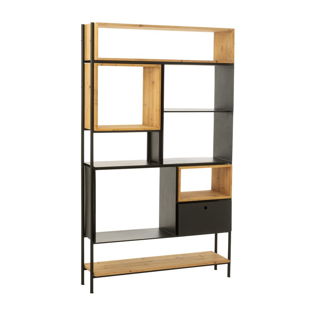 Étagère Grande Bois Fer Noir - Designix
