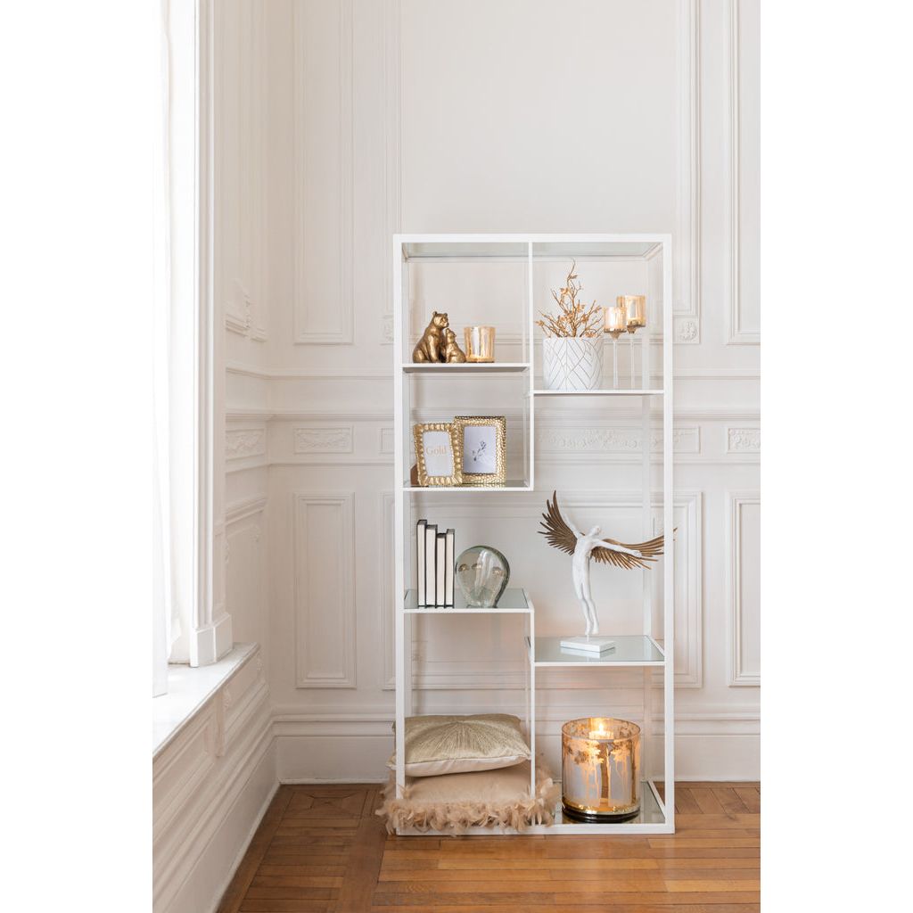 Étagère Métal Verre Blanche 5 Rayons - Designix
