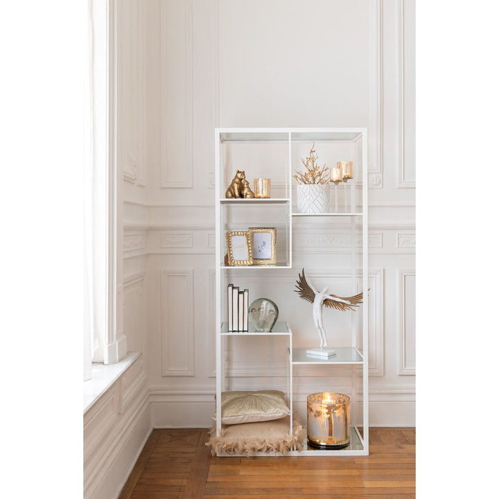 Étagère Métal Verre Blanche 5 Rayons - Designix