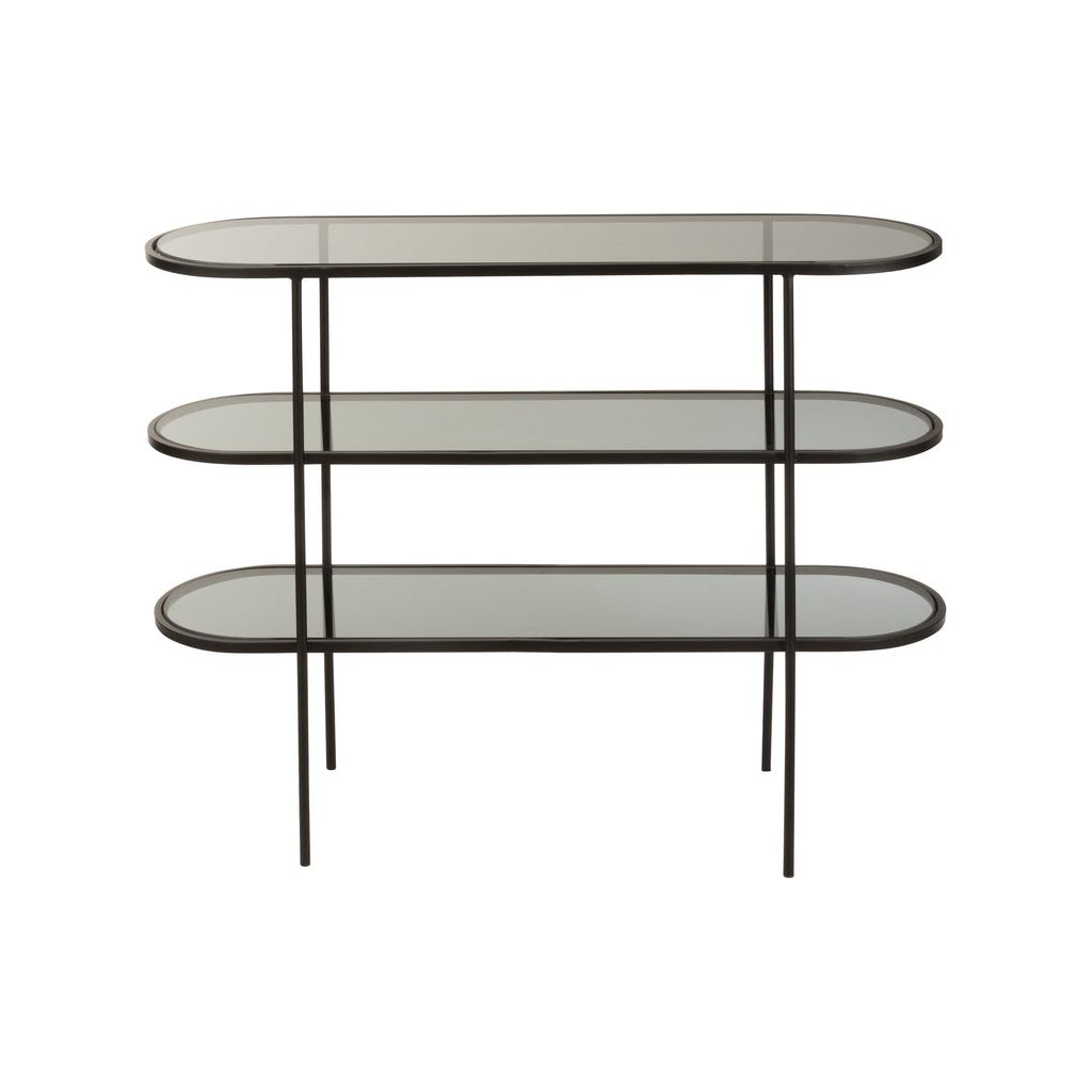 Étagère Métal Verre Noir 3 Niveaux - Designix