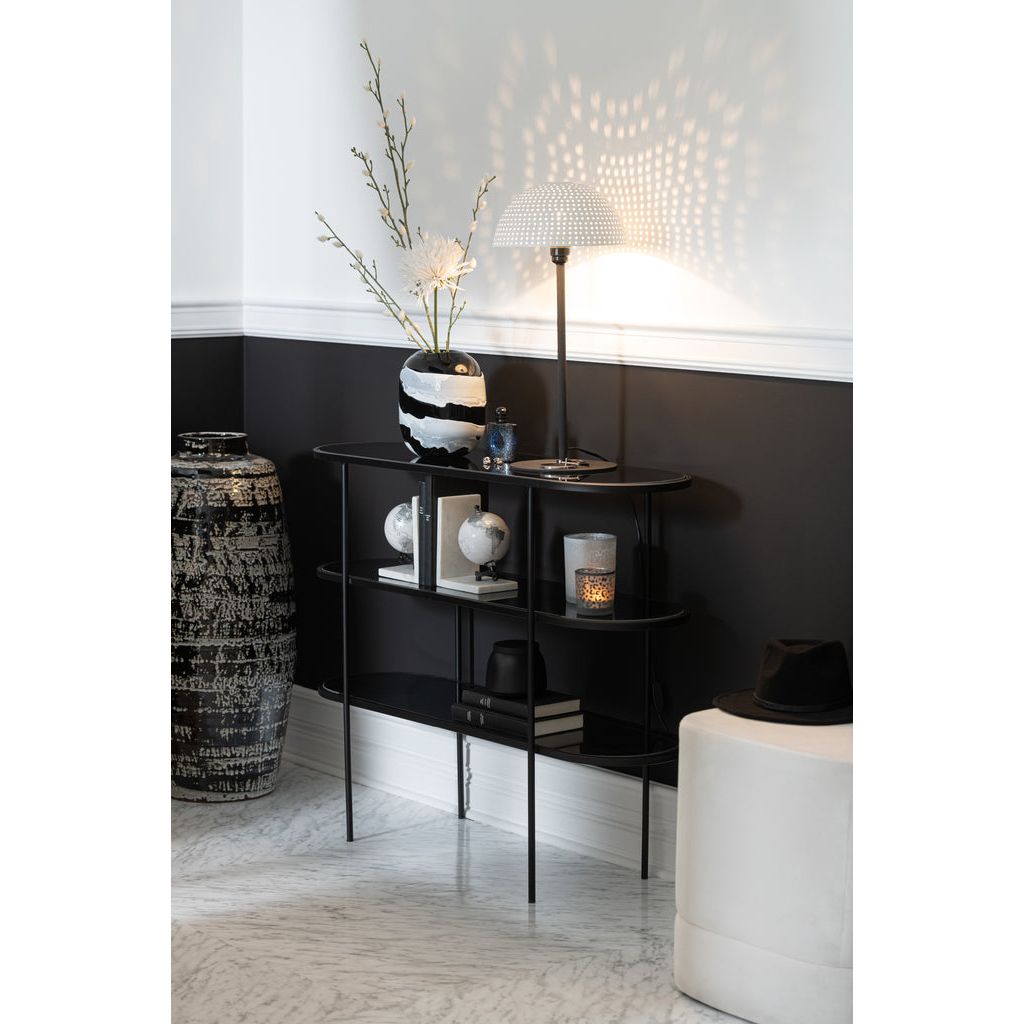 Étagère Métal Verre Noir 3 Niveaux - Designix