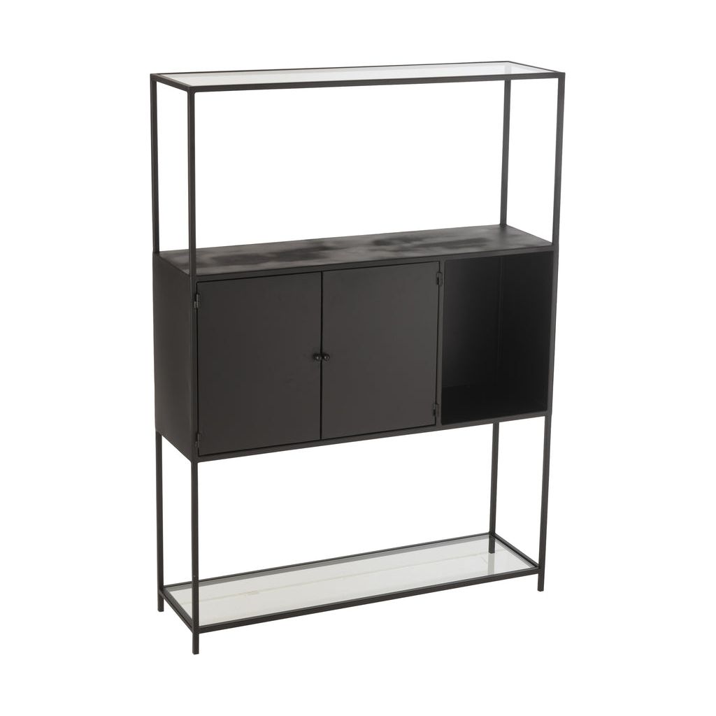 Étagère Métal Verre Noir Design - Designix