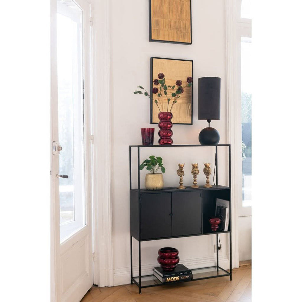 Étagère Métal Verre Noir Design - Designix