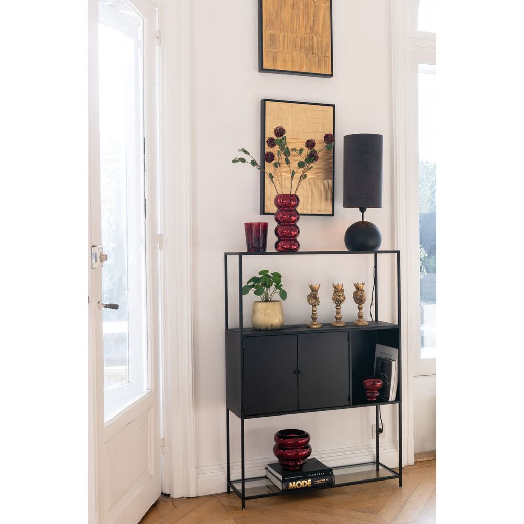 Étagère Métal Verre Noir Design - Designix