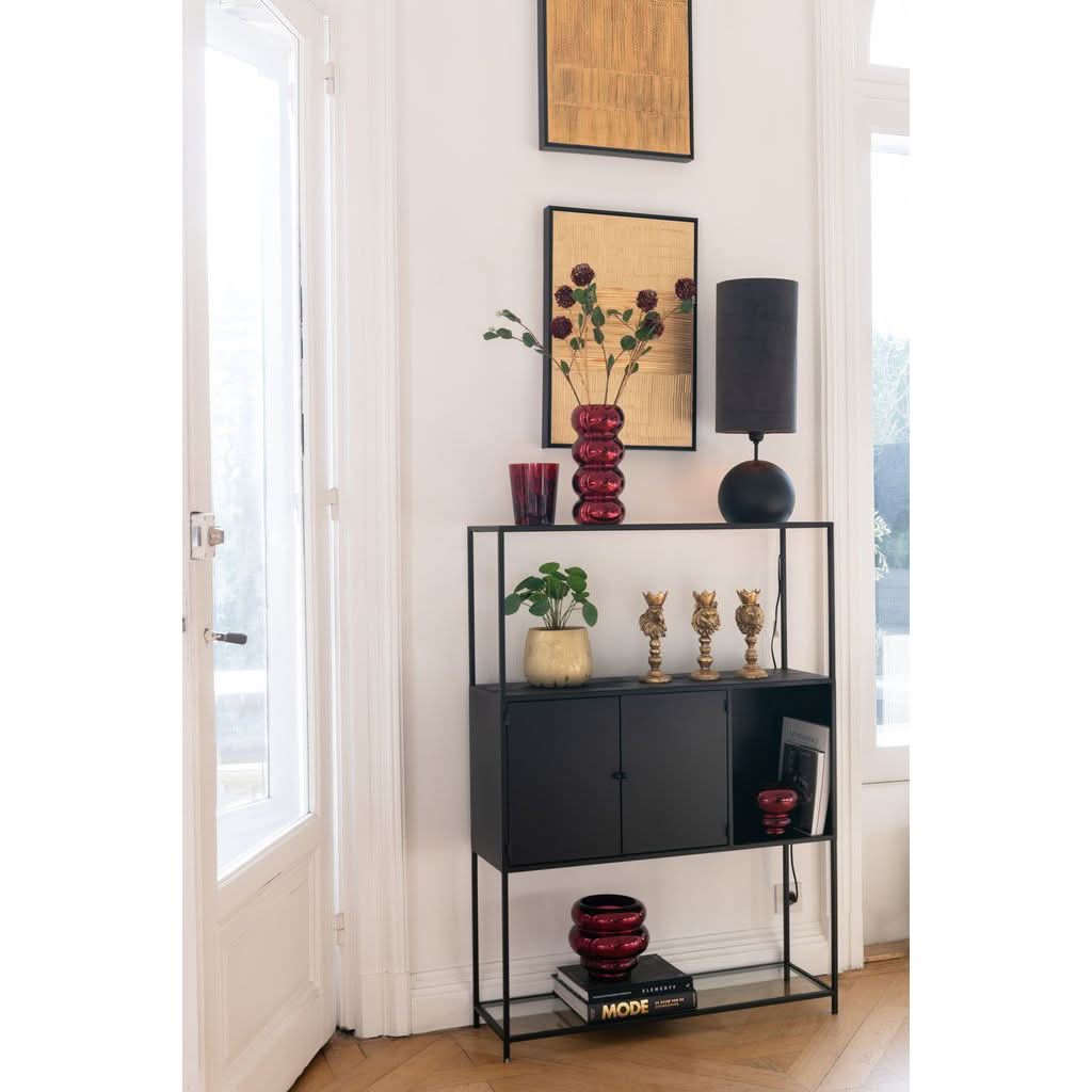 Étagère Métal Verre Noir Design