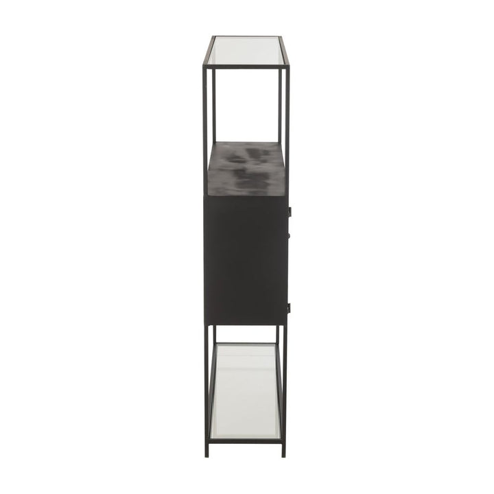 Étagère Métal Verre Noir Design - Designix