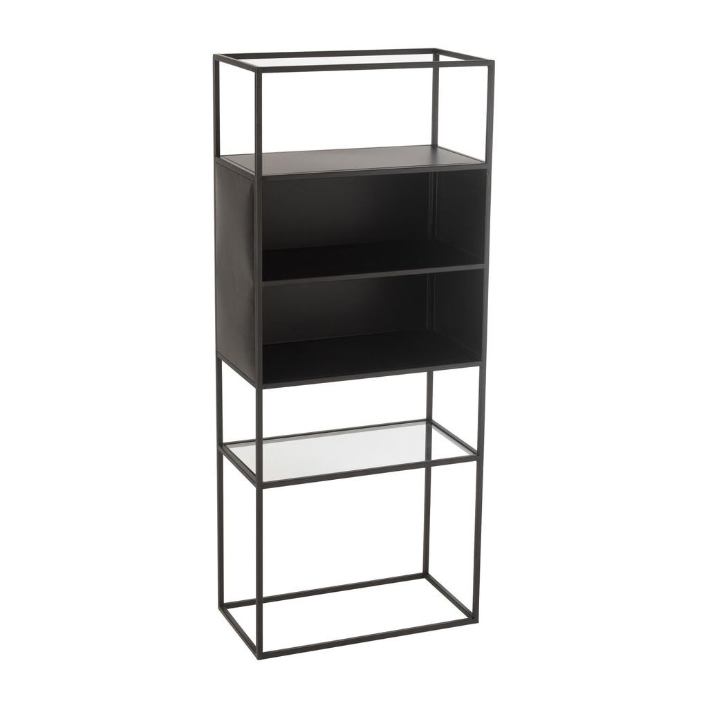 Étagère Métal Verre Noir Moderne - Designix