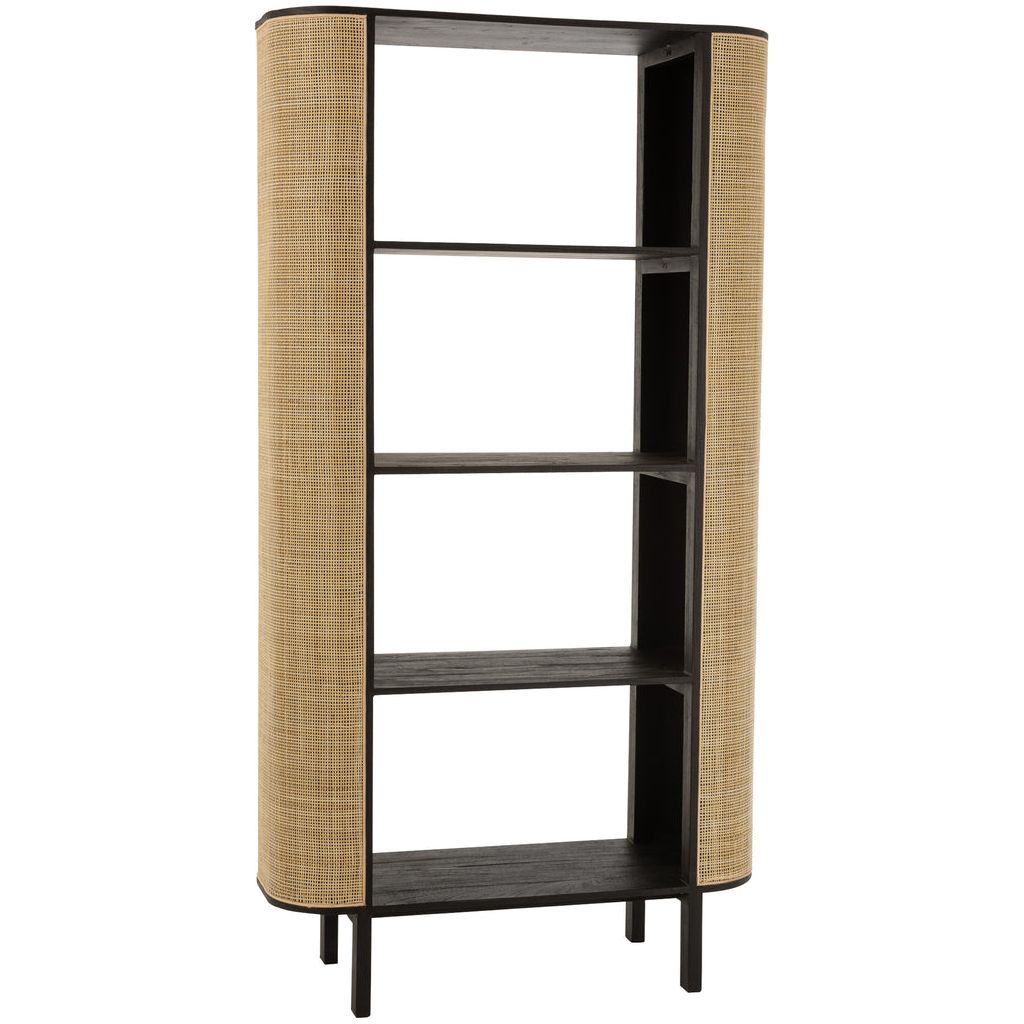 Étagère Tout En Bois Et Rotin - Designix