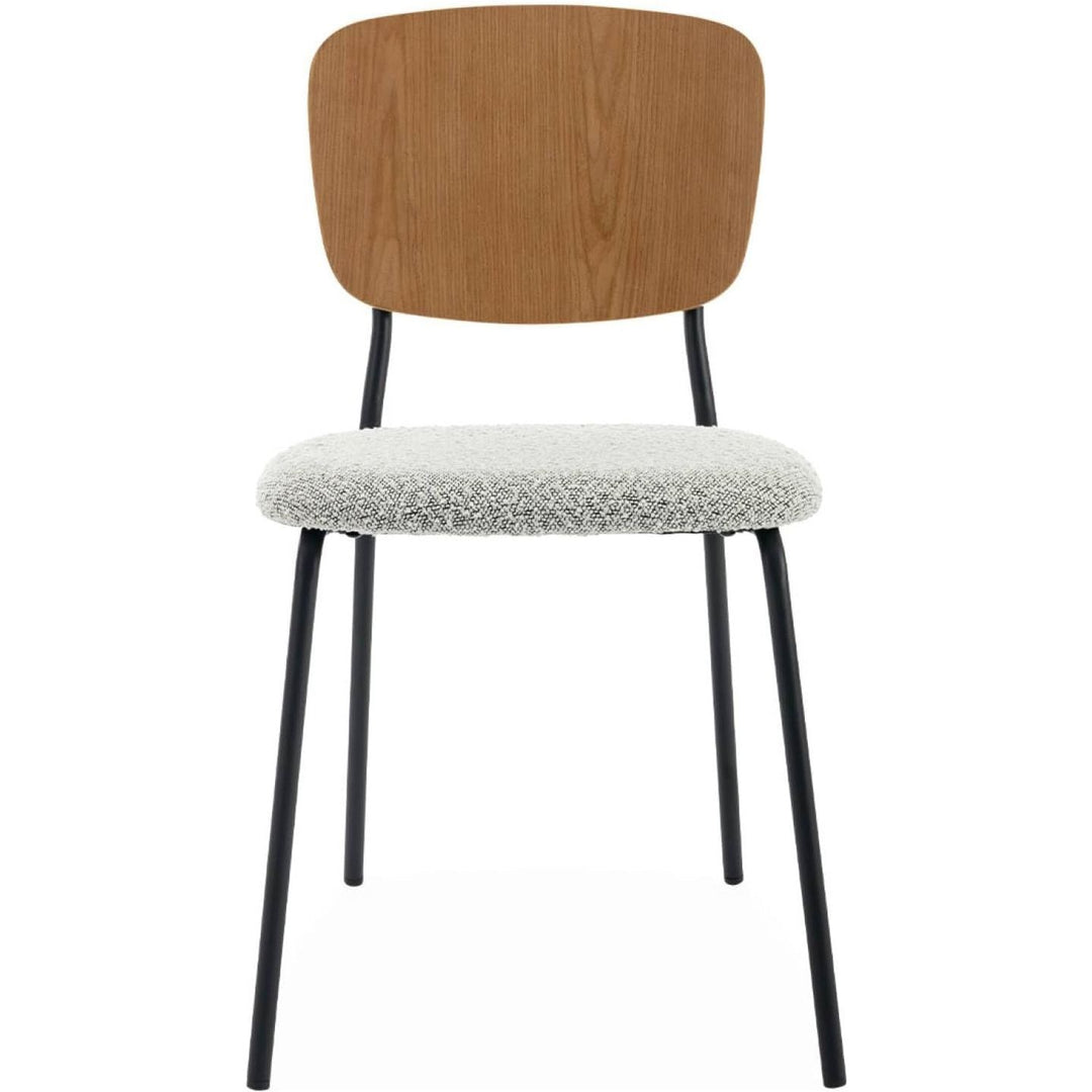 Alice'S Home - Lot De 2 Chaises Assise Bouclette Texturée Blanche. Dossier Bois De Peuplier Courbé. Pieds En Métal Noir Mat | Designix - Amazon    - https://designix.fr/