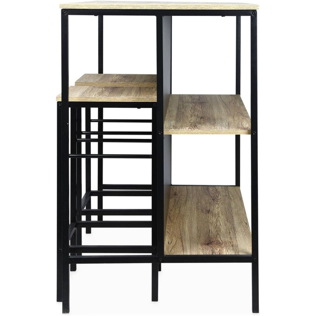 Alice'S Home - Table Haute Deux Tabourets Et Deux Étagères Décor Bois Et Métal. Loft. L 100 X P 60 X H 95Cm | Designix - Amazon    - https://designix.fr/