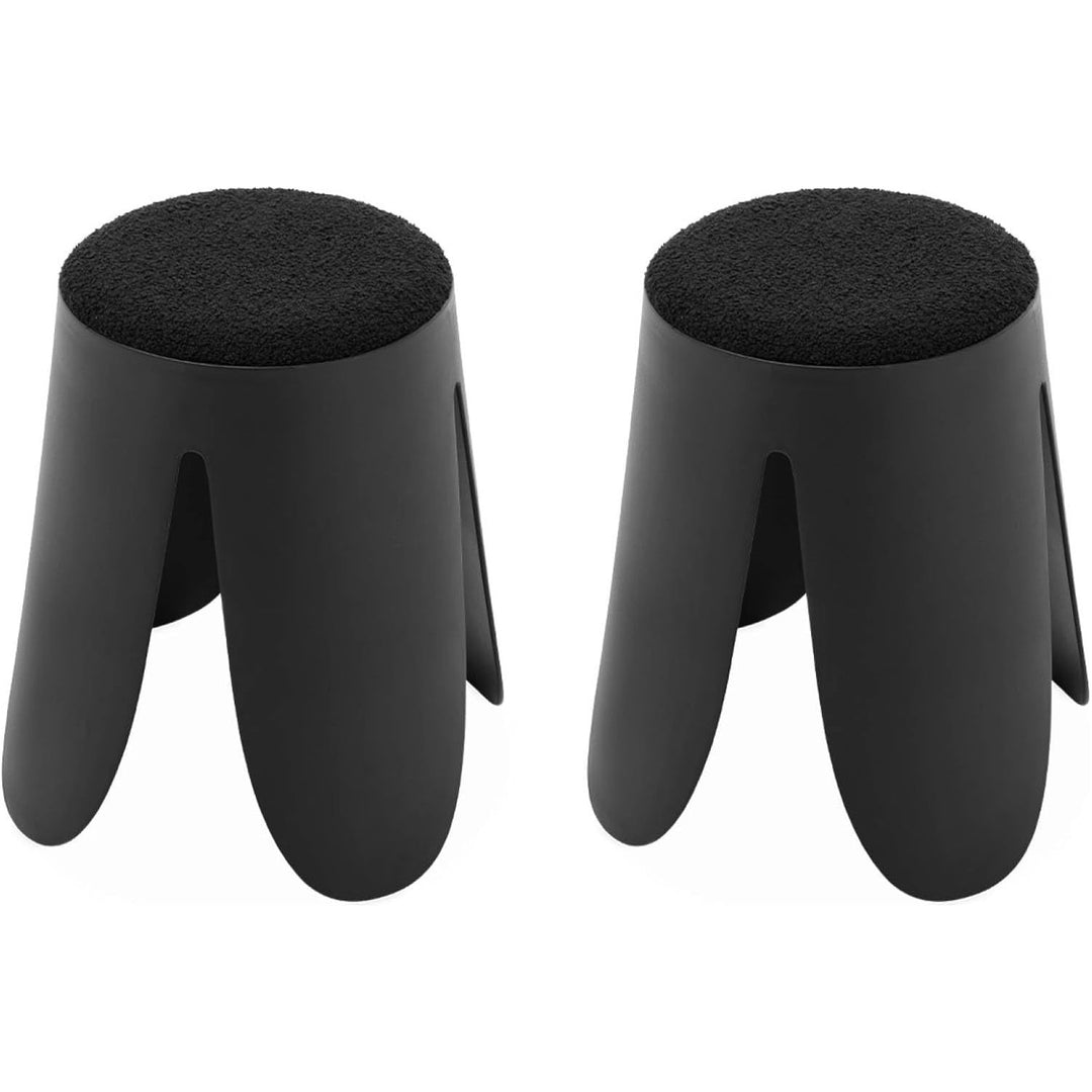 Alice'S Home - Set De 2 Tabourets Empilables Noirs. Bouclette Texturée. Niki. Ø30 / 44 X H46Cm | Designix - Amazon    - https://designix.fr/