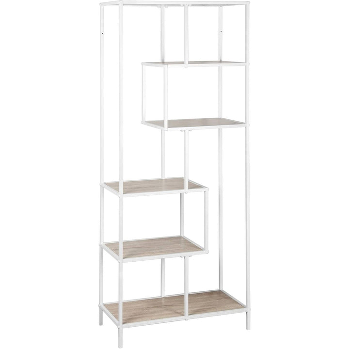 Alice'S Home - Etagère En Métal Blanc Et Décor Bois - Loft - Bibliothèque 6 Niveaux. L 77 X L 33 X H 185Cm | Designix - Amazon    - https://designix.fr/