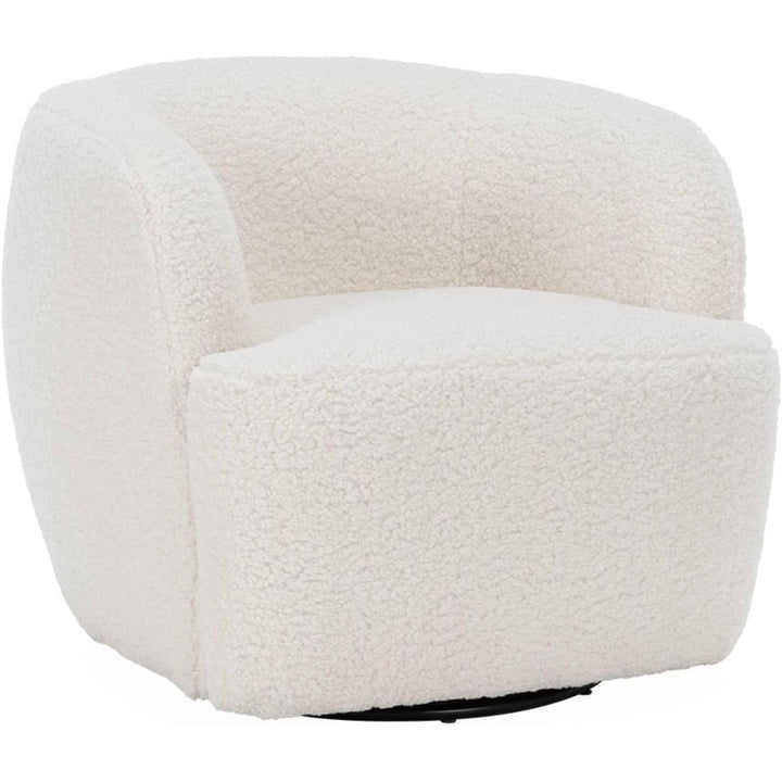 Alice'S Home - Fauteuil Cosy Rond Pivotant En Bouclette Crème. Laya. L 79.5 X P 77.5 X H 67Cm | Designix -     - https://designix.fr/