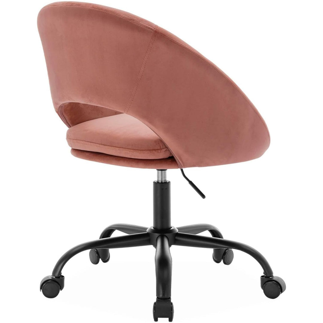 Alice'S Home - Chaise De Bureau Ronde À Roulettes En Velours Vieux Rose. Pam. L 59 X P 60 X H 79 / 89Cm. | Designix - Amazon    - https://designix.fr/