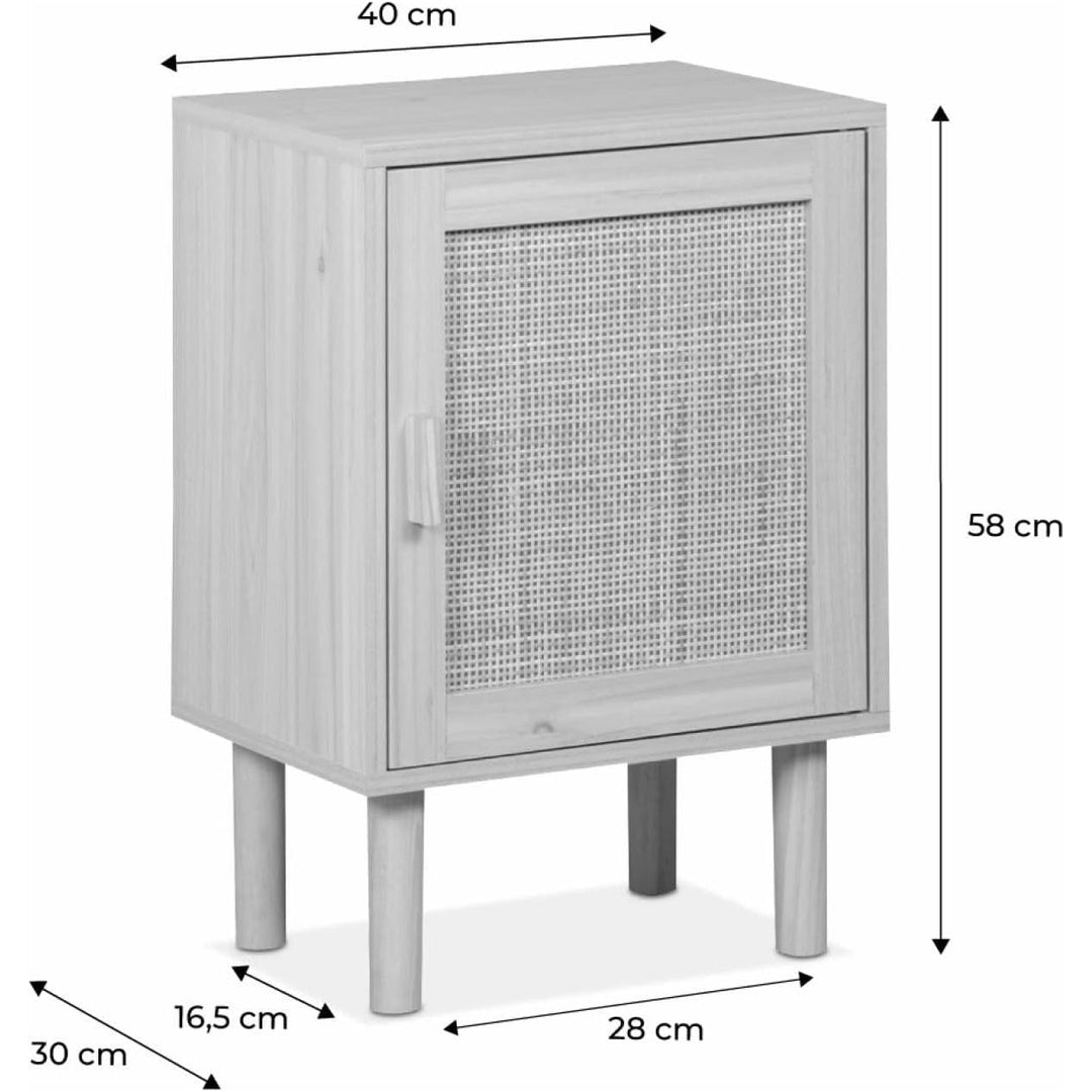 Alice'S Home - Table De Chevet En Cannage Et Décor Bois - Camargue - 40X30X58Cm - 2 Niveaux - 1 Porte - Pieds Droits | Designix - Amazon    - https://designix.fr/