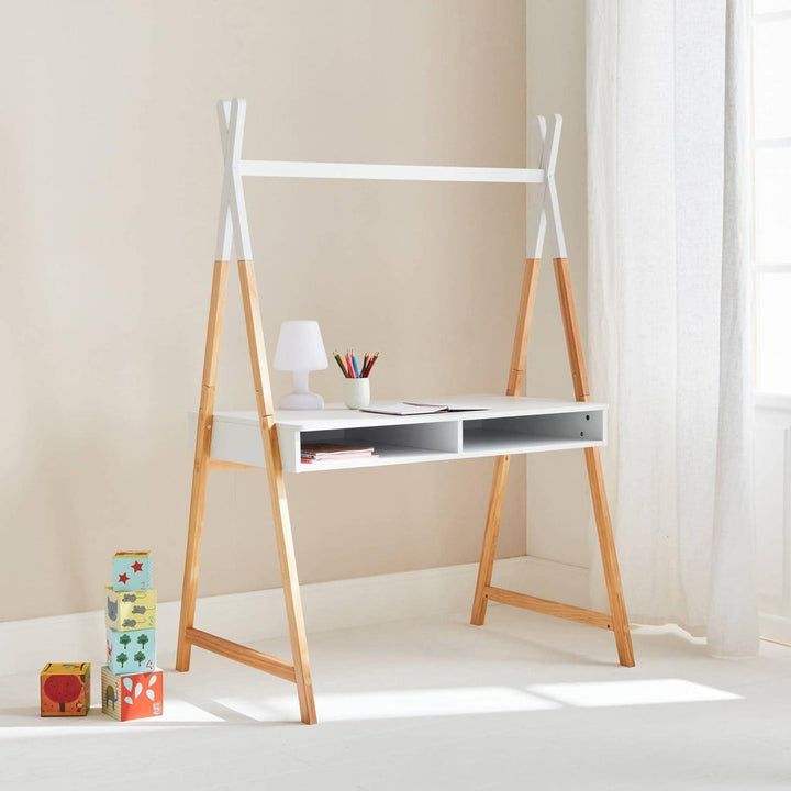 Alice'S Home - Bureau Tipi Blanc. Tobias. Deux Casiers. L 110 X L 75 X H 160Cm | Designix - Amazon    - https://designix.fr/