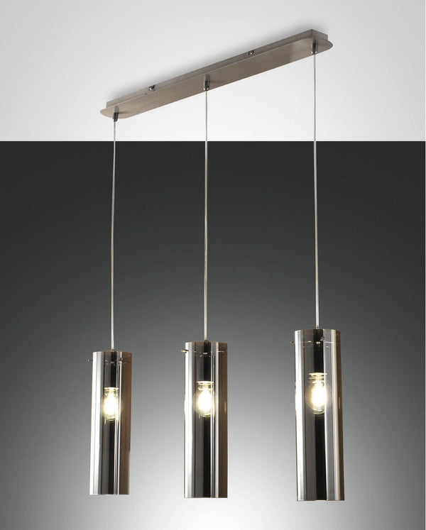Suspension Sintesi 3 lumières grise