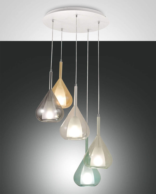 Suspension Lila 5 lumières ambrée