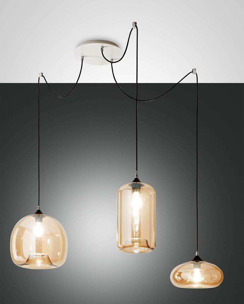 Suspension Fiona 3 lumières ambrée
