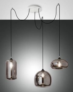 Suspension Fiona 3 lumières grise