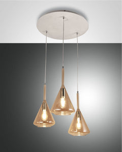 Suspension Tris 3 lumières ambrée