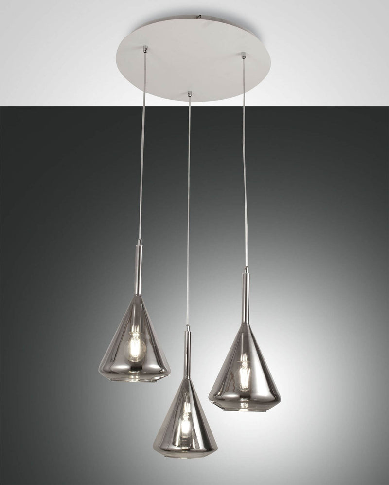 Suspension Tris 3 lumières grise