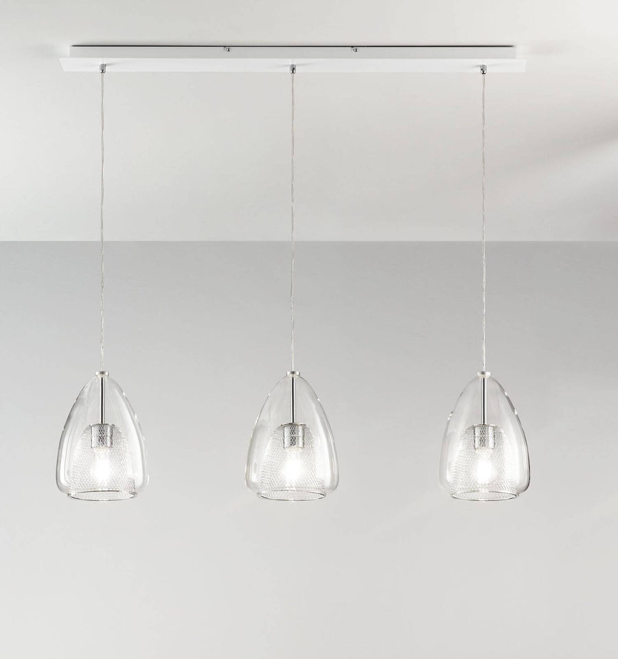 Suspension Britton 3 lumières transparente