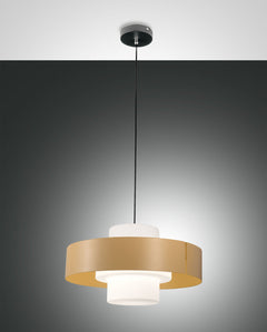 Suspension Loto beige, verre