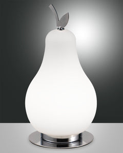 Lampe à poser Wilma blanche et chromée, verre