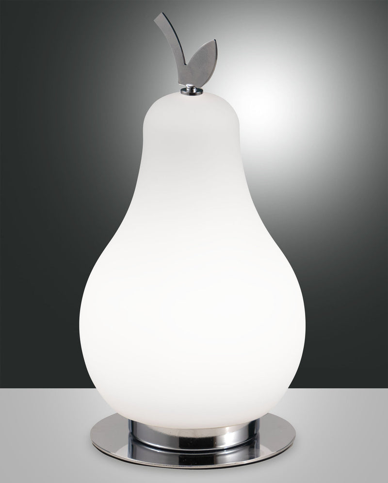 Lampe à poser Wilma blanche et chromée, verre