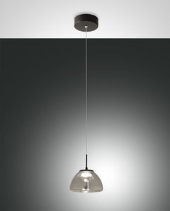 Suspension Lucille grise et transparente, verre (3764-41-126)