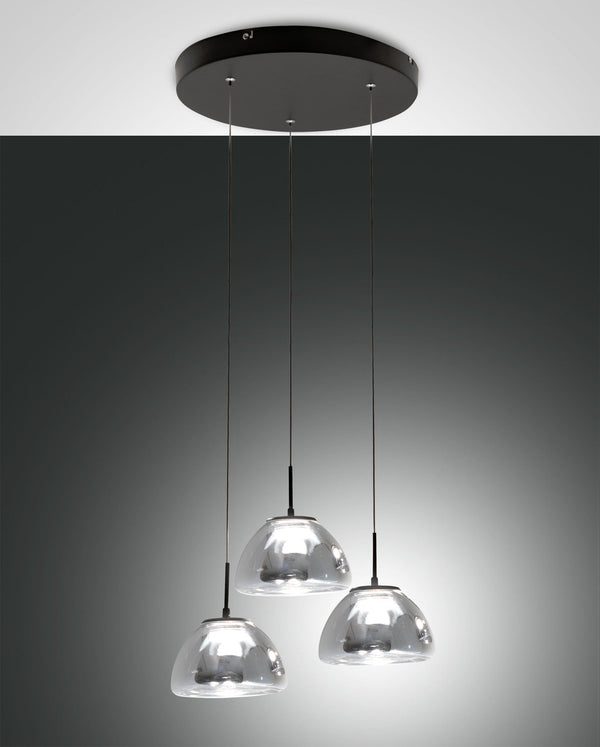 Suspension Lucille grise et transparente, verre (3764-47-126)