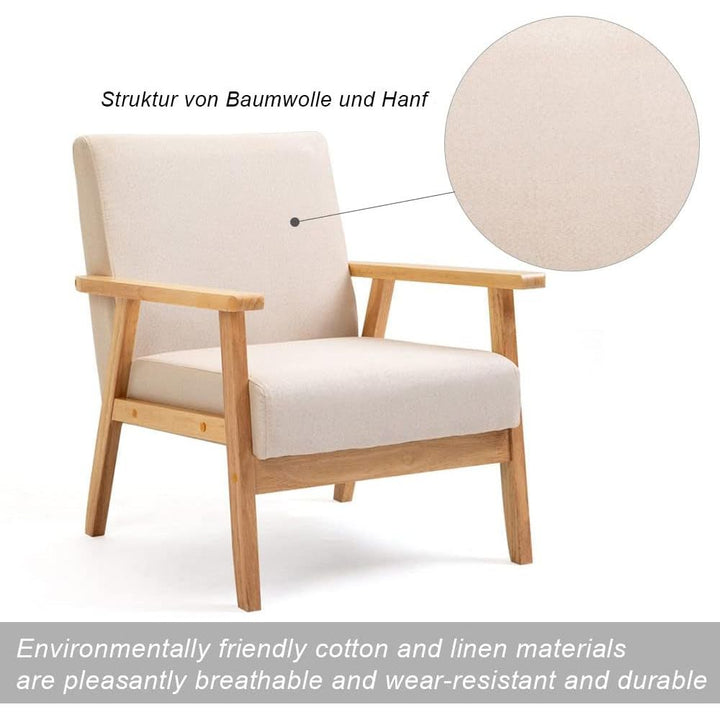 Fauteuil Bois Lin Salon Beige | Lueur - Designix Fauteuil Beige 1 Place